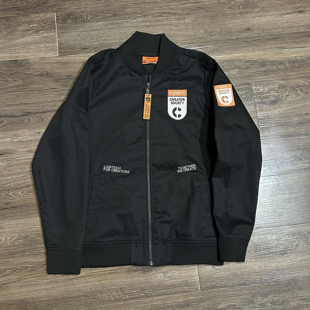 Men's Black Logitech Creator Society Canvas Zip Up Jacket Gamer Size Small